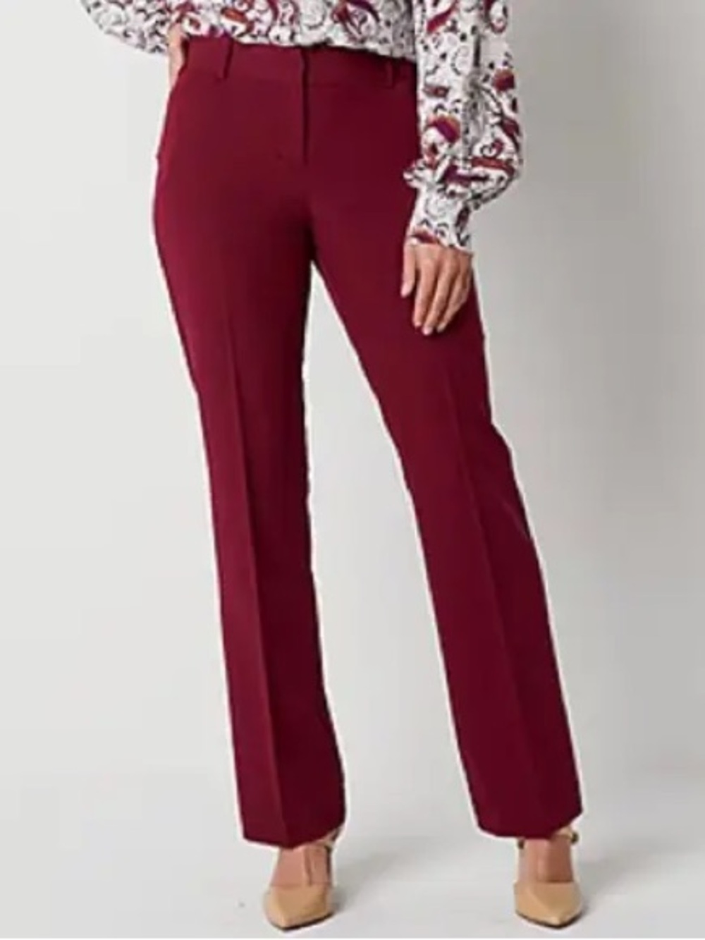 Liz Claiborne Mid Rise Audra Trouser Burgundy Size 2P NWT